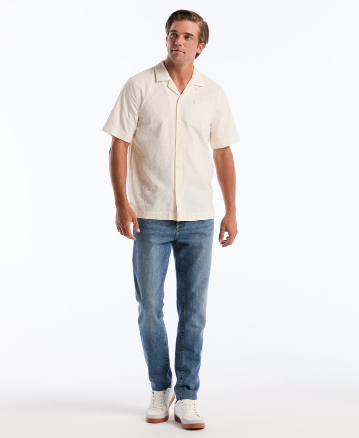 Cotton Camp Collar All-Over Flower Print Shirt (Birch) 