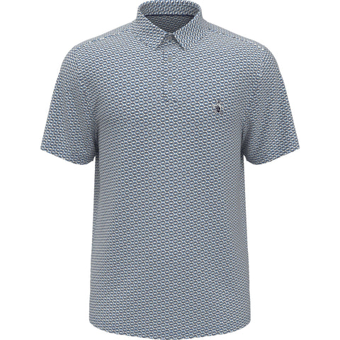 Short Sleeve All-Over Heritage Geo Print Polo (Mediterranian Blue) 