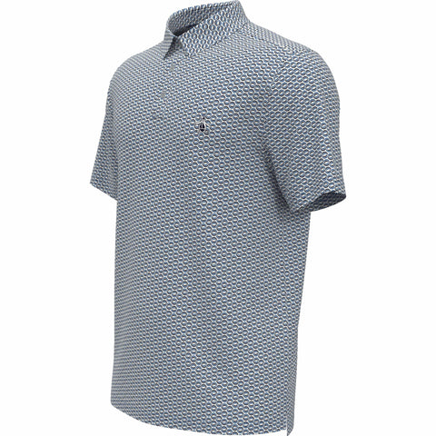 Short Sleeve All-Over Heritage Geo Print Polo (Mediterranian Blue) 