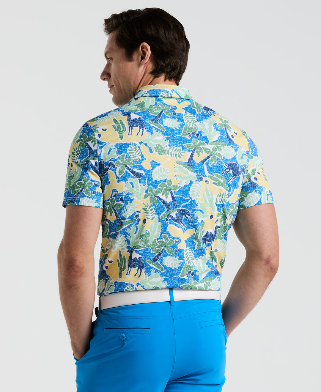 Ibiza Print Golf Polo (Bright White) 
