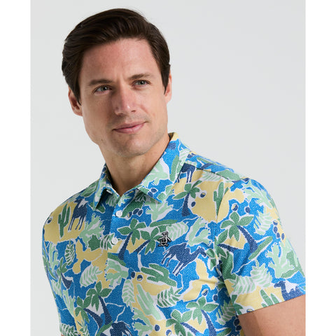 All Over Ibiza Print Earl Golf Polo Shirt (Bright White) 