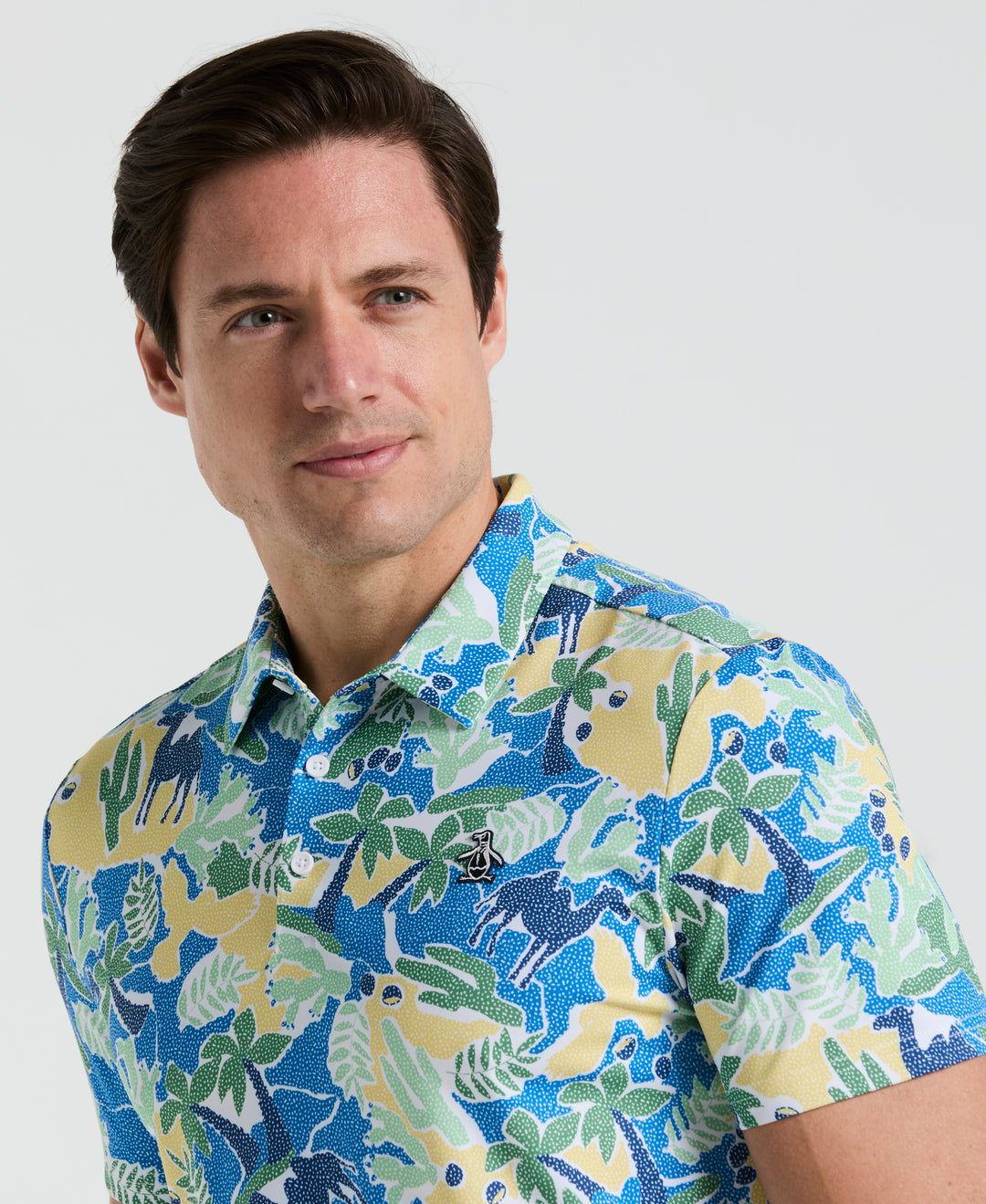 Ibiza Print Golf Polo (Bright White) 