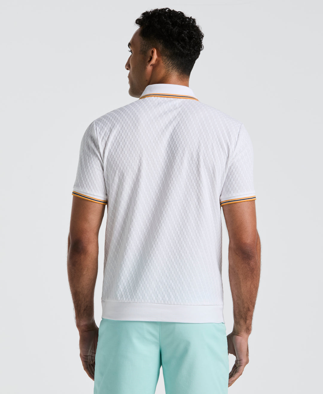 All-Over Jacquard Johnny Collar Polo (Bright White) 