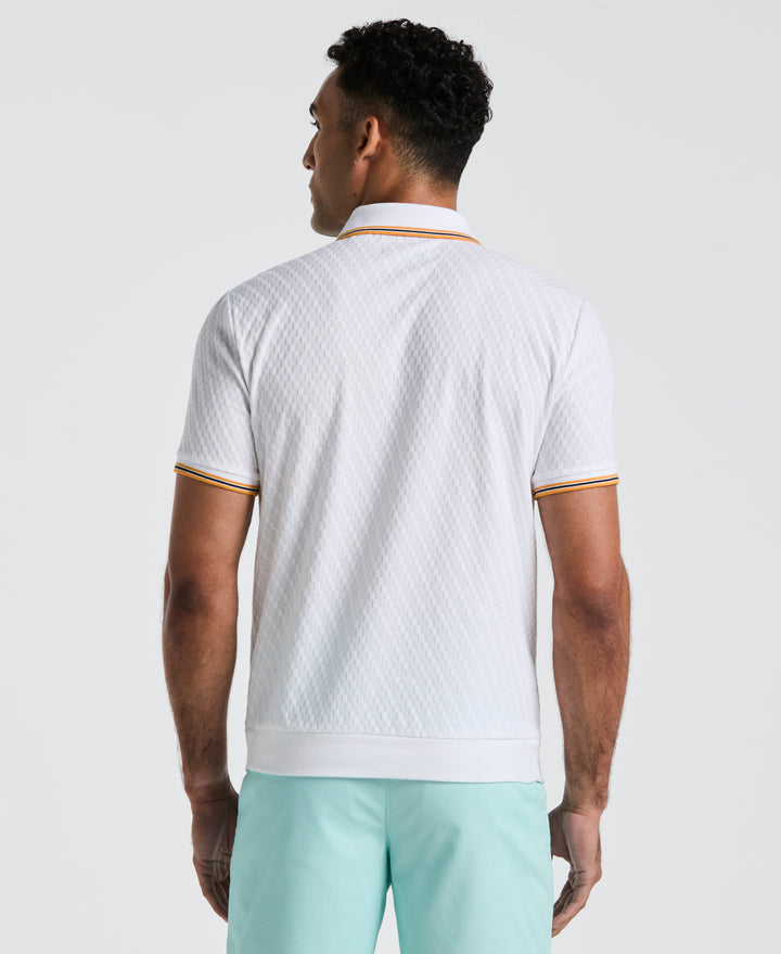 All-Over Jacquard Johnny Collar Polo (Bright White) 