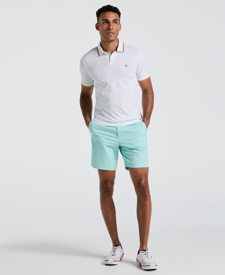 All-Over Jacquard Johnny Collar Polo (Bright White) 