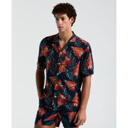 All-Over Leaves Print Shirt (Dark Sapphire) 