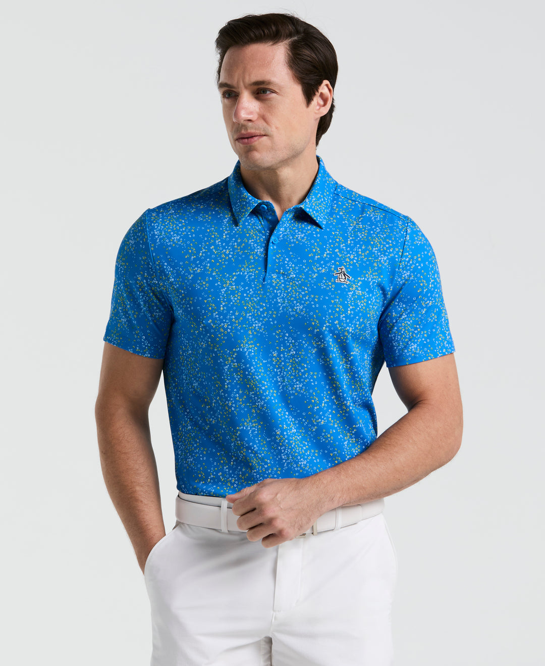 Micro Abstract Print Golf Polo (French Blue) 