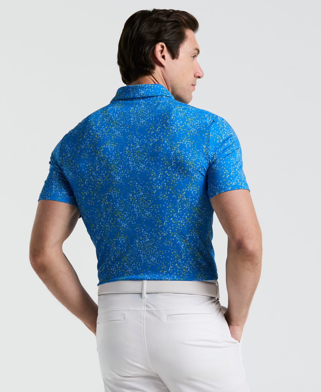 Micro Abstract Print Golf Polo (French Blue) 