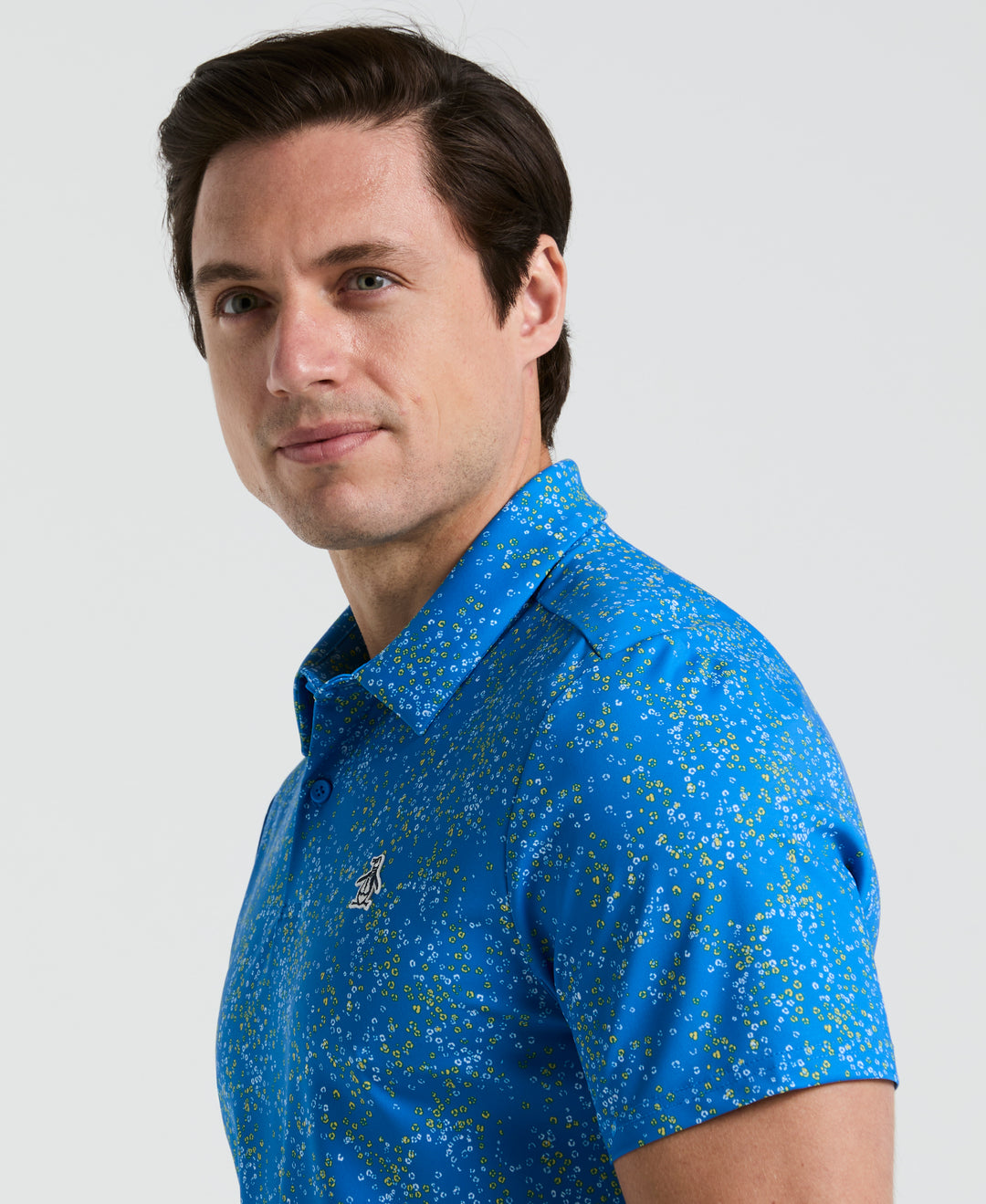 Micro Abstract Print Golf Polo (French Blue) 