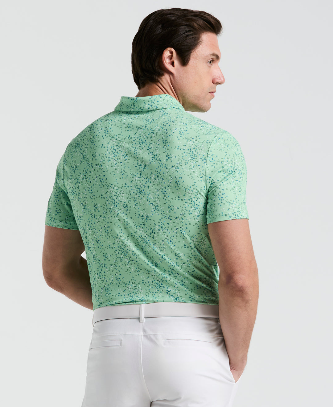 Micro Abstract Print Golf Polo (Sprucestone) 