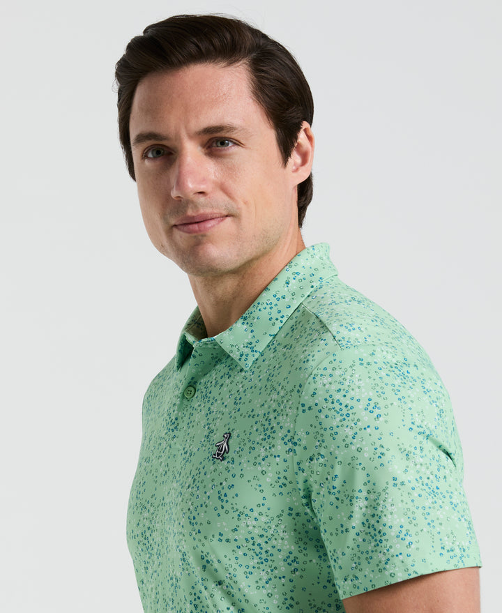 Micro Abstract Print Golf Polo (Sprucestone) 