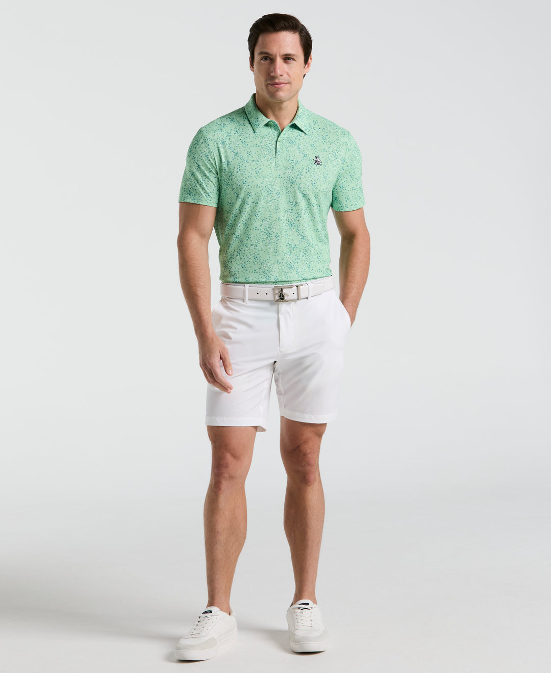 Micro Abstract Print Golf Polo (Sprucestone) 