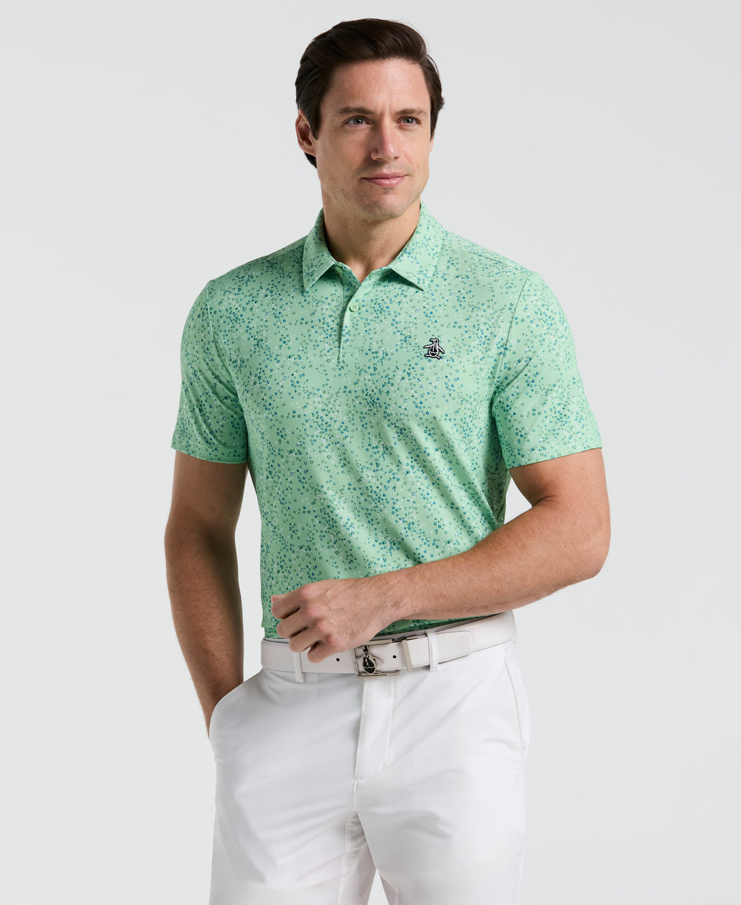 Micro Abstract Print Golf Polo (Sprucestone) 