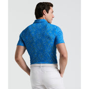 All Over Micro Abstract Printed Golf Polo Shirt (French Blue) 