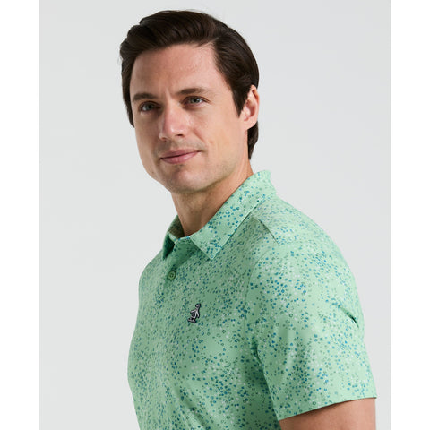 All Over Micro Abstract Printed Golf Polo Shirt (Sprucestone) 