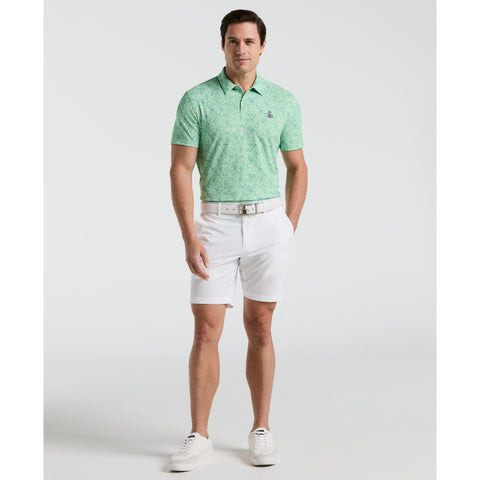 All Over Micro Abstract Printed Golf Polo Shirt (Sprucestone) 