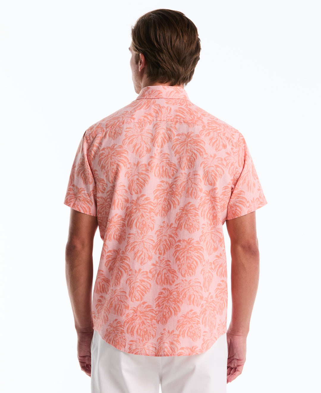All-Over Monstera Linen Shirt (Peach Amber) 