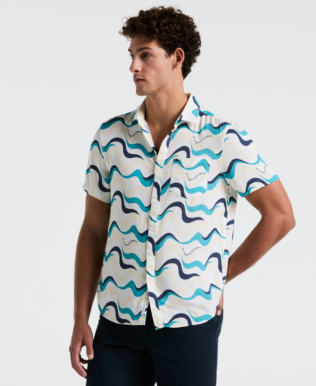 Multiwave All-Over Print Shirt (Bright White) 