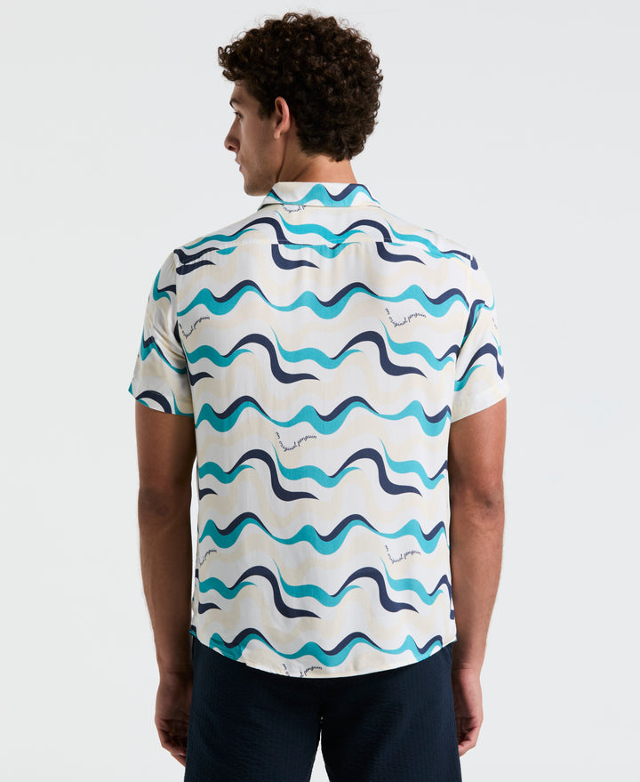 Multiwave All-Over Print Shirt (Bright White) 