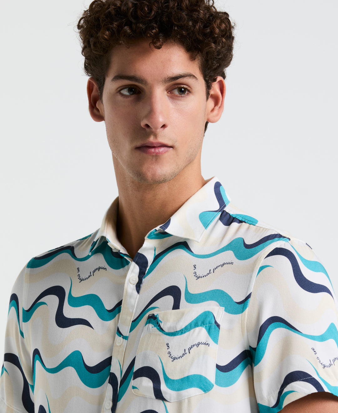 Multiwave All-Over Print Shirt (Bright White) 