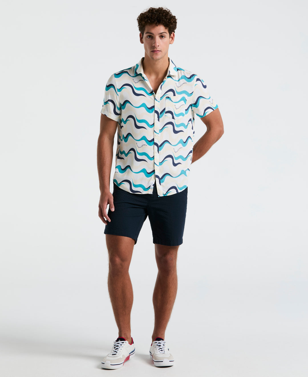 Multiwave All-Over Print Shirt (Bright White) 