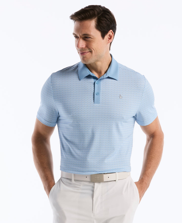 All-Over Micro Novelty Geo Golf Polo (Blissful Blue) 