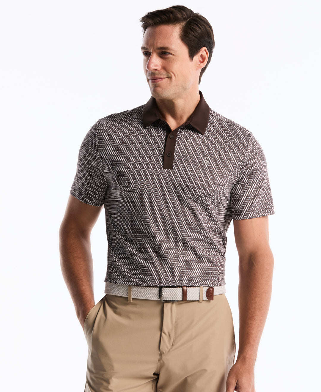 All-Over Micro Novelty Geo Golf Polo (Chocolate Torte) 