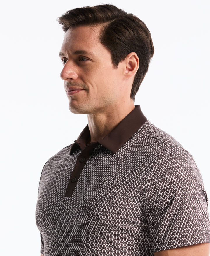 All-Over Micro Novelty Geo Golf Polo (Chocolate Torte) 