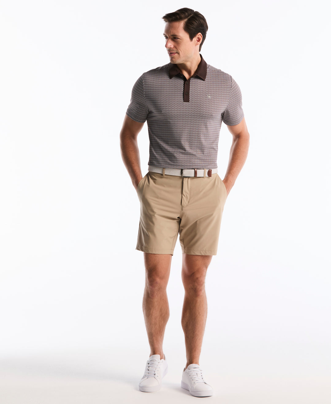 All-Over Micro Novelty Geo Golf Polo (Chocolate Torte) 