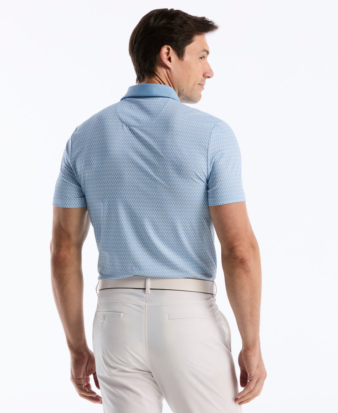All-Over Micro Novelty Geo Golf Polo (Blissful Blue) 