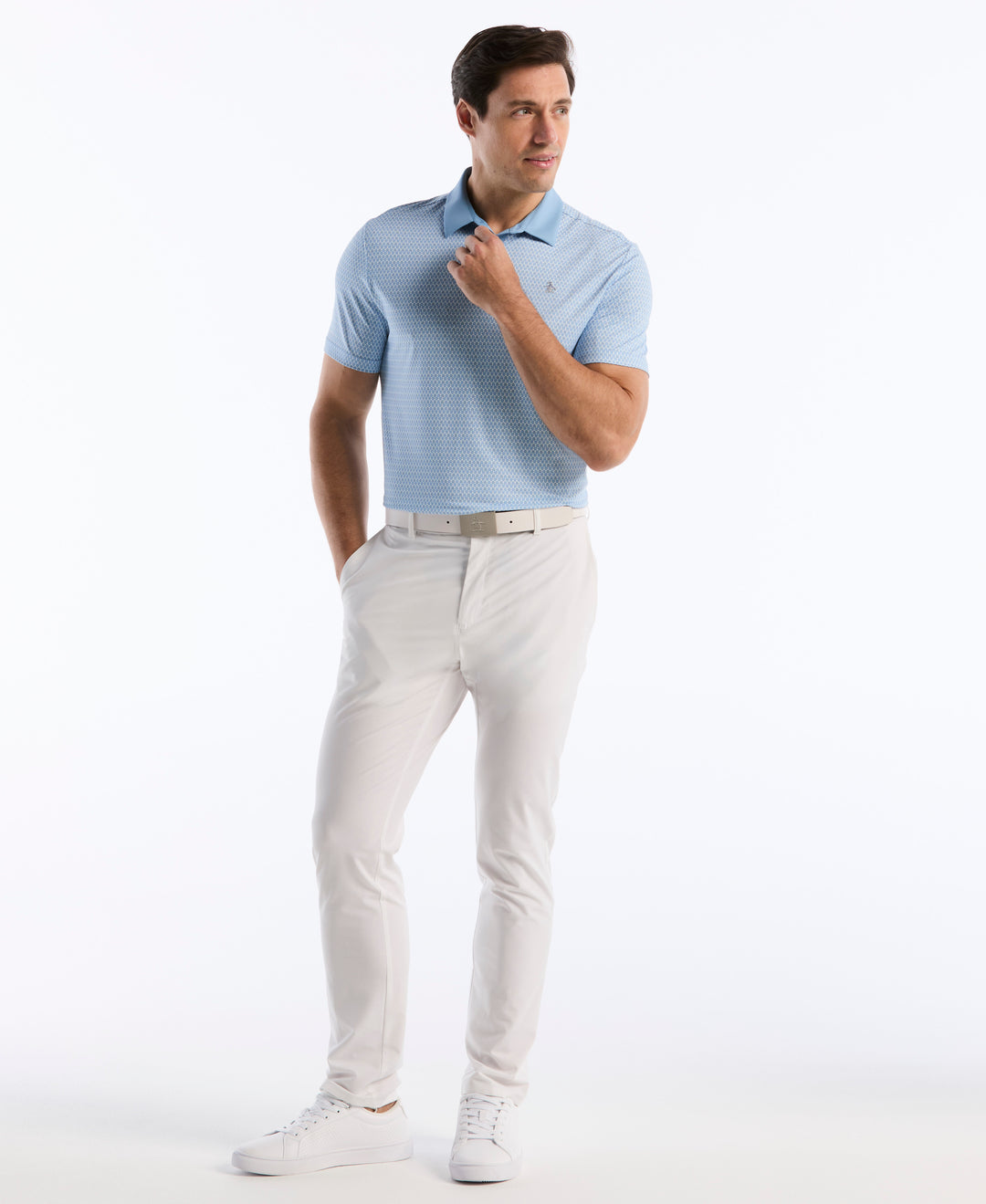 All-Over Micro Novelty Geo Golf Polo (Blissful Blue) 