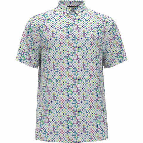 All Over Original Check Print Golf Polo Shirt (Bright White) 