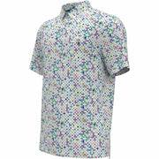 All Over Original Check Print Golf Polo Shirt (Bright White) 