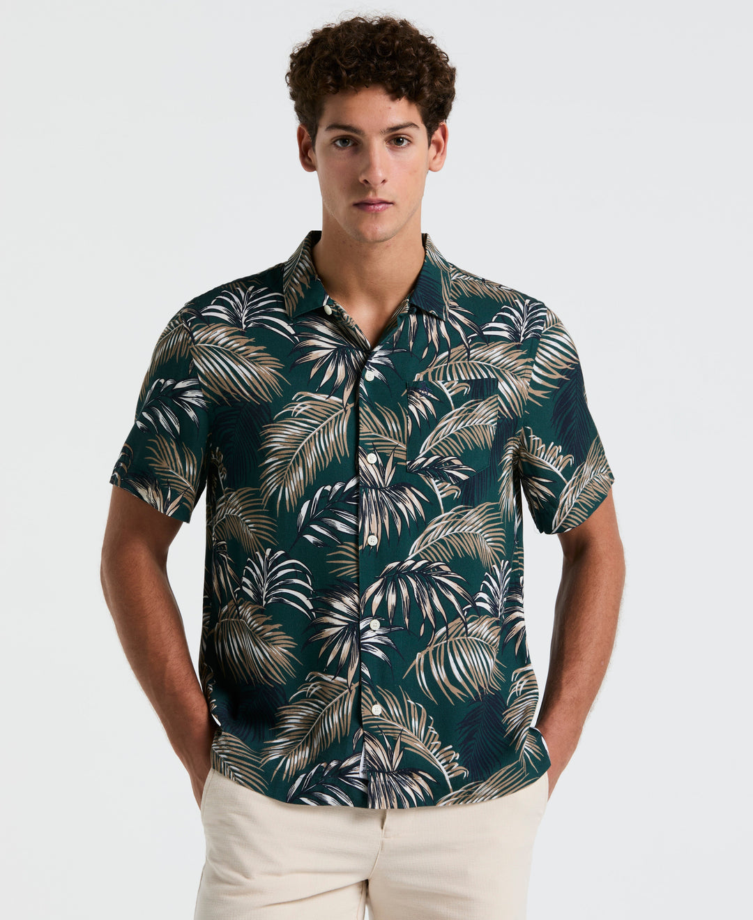 Camp All-Over Palm Leaf Shirt (June Bug) 