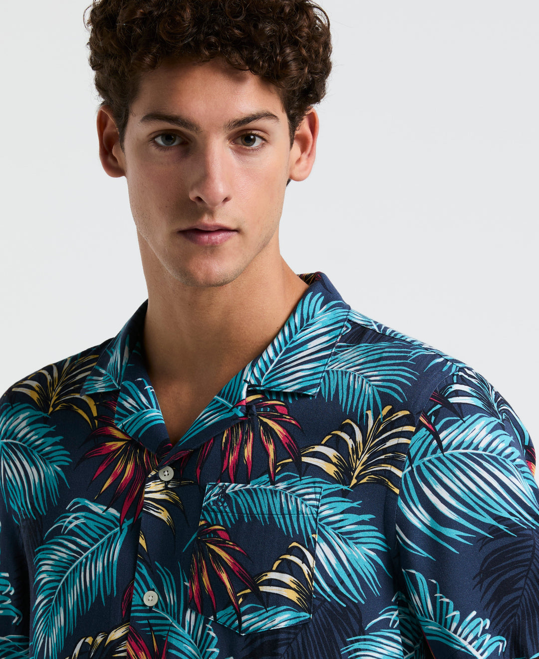 Camp All-Over Print Palm Leaf Shirt (Sargasso Sea) 