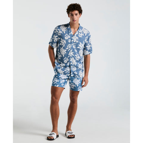 All-Over Palm Leaf Print Shirt (Copen Blue) 