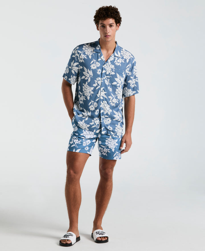 All-Over Palm Leaf Print Shirt (Copen Blue) 