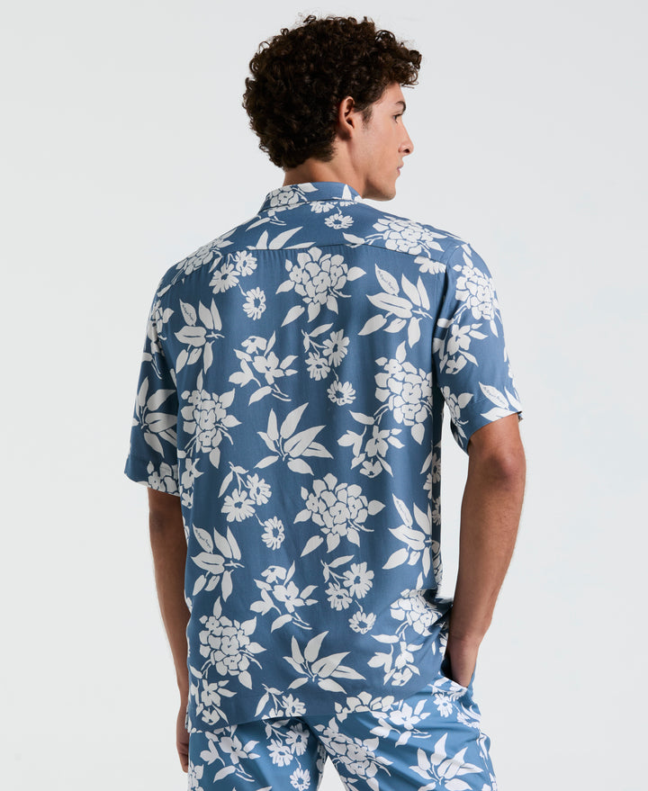 All-Over Palm Leaf Print Shirt (Copen Blue) 