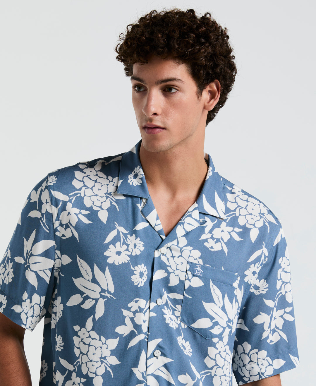 All-Over Palm Leaf Print Shirt (Copen Blue) 