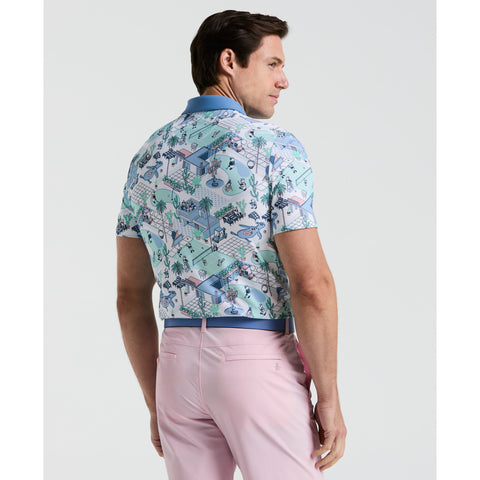 All Over Palm Springs Print Polo  (Bright White) 