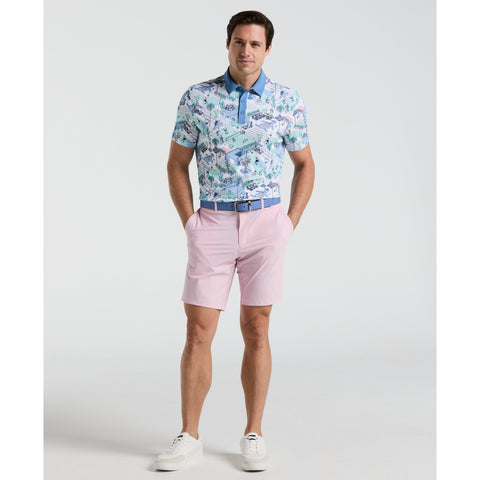 All Over Palm Springs Print Polo  (Bright White) 