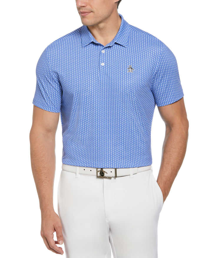Allover Pete Print Short Sleeve Golf Polo Shirt (Amparo Blue) 