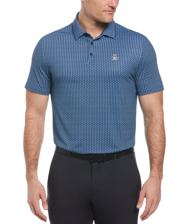 Allover Pete Print Short Sleeve Golf Polo Shirt (Black Iris) 