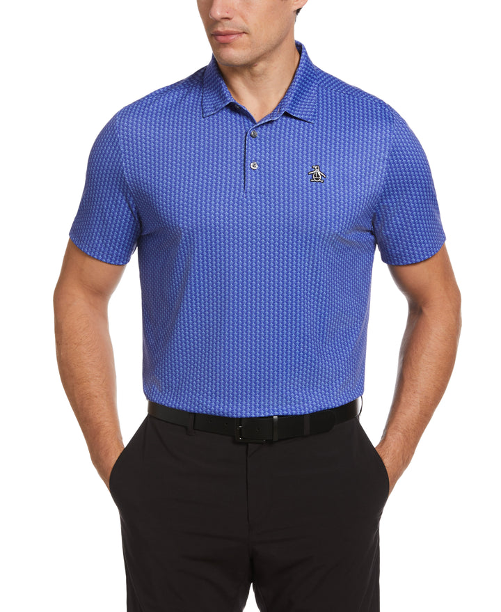 Allover Pete Print Short Sleeve Golf Polo Shirt (Bluing) 