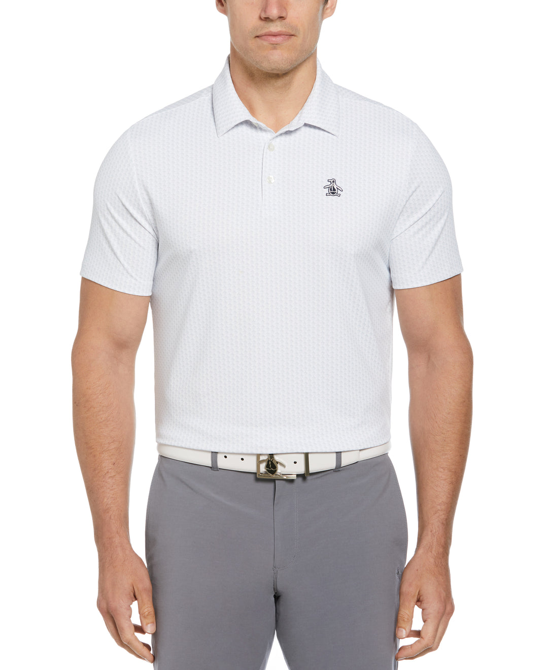 Allover Pete Print Short Sleeve Golf Polo Shirt (Bright White) 