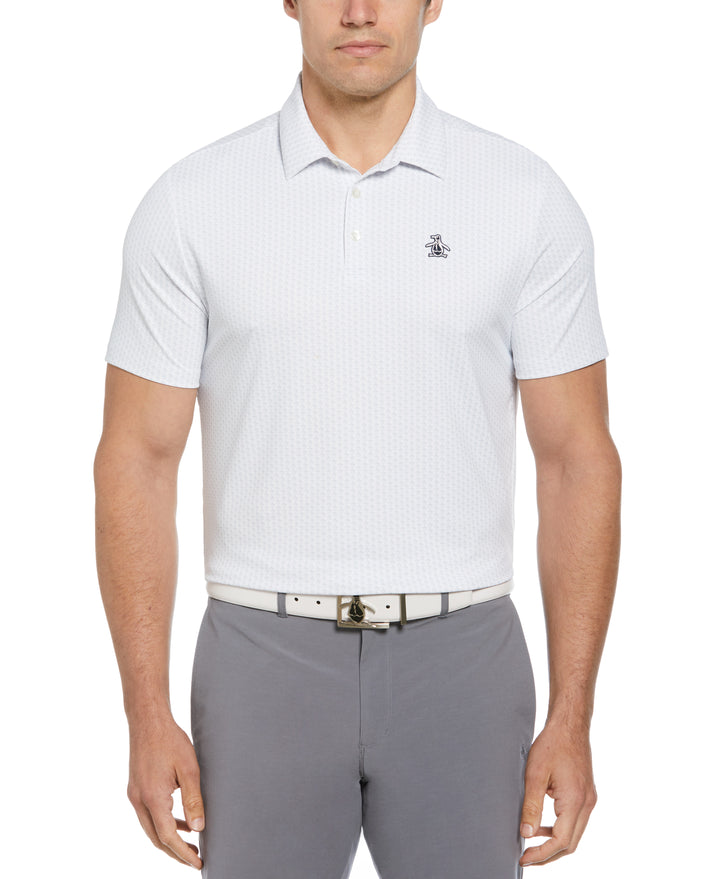 Allover Pete Print Short Sleeve Golf Polo Shirt (Bright White) 