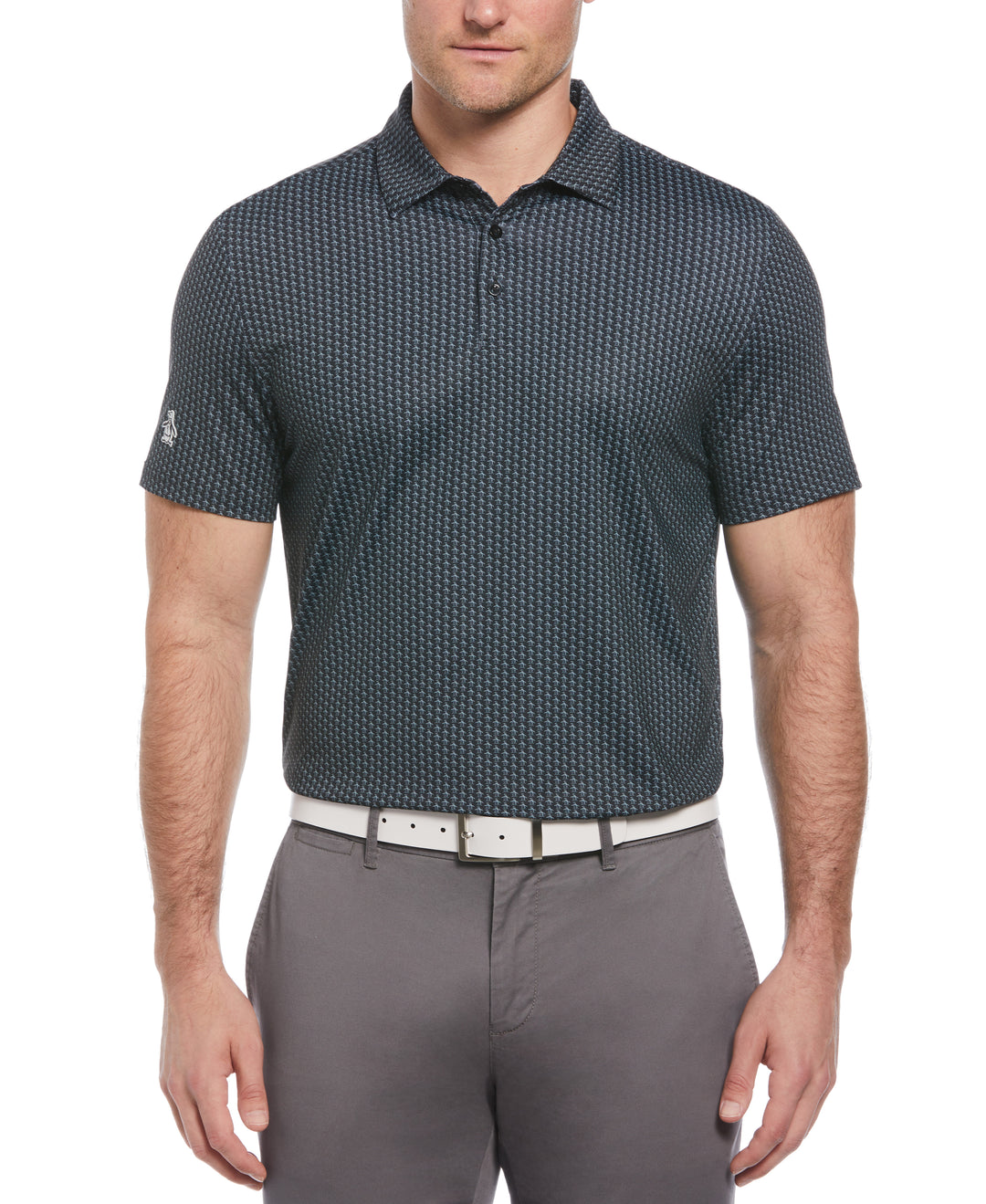 Allover Pete Print Short Sleeve Golf Polo Shirt (Caviar) 