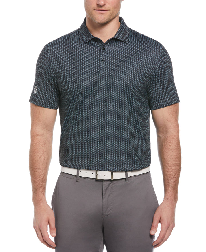 Allover Pete Print Short Sleeve Golf Polo Shirt (Caviar) 