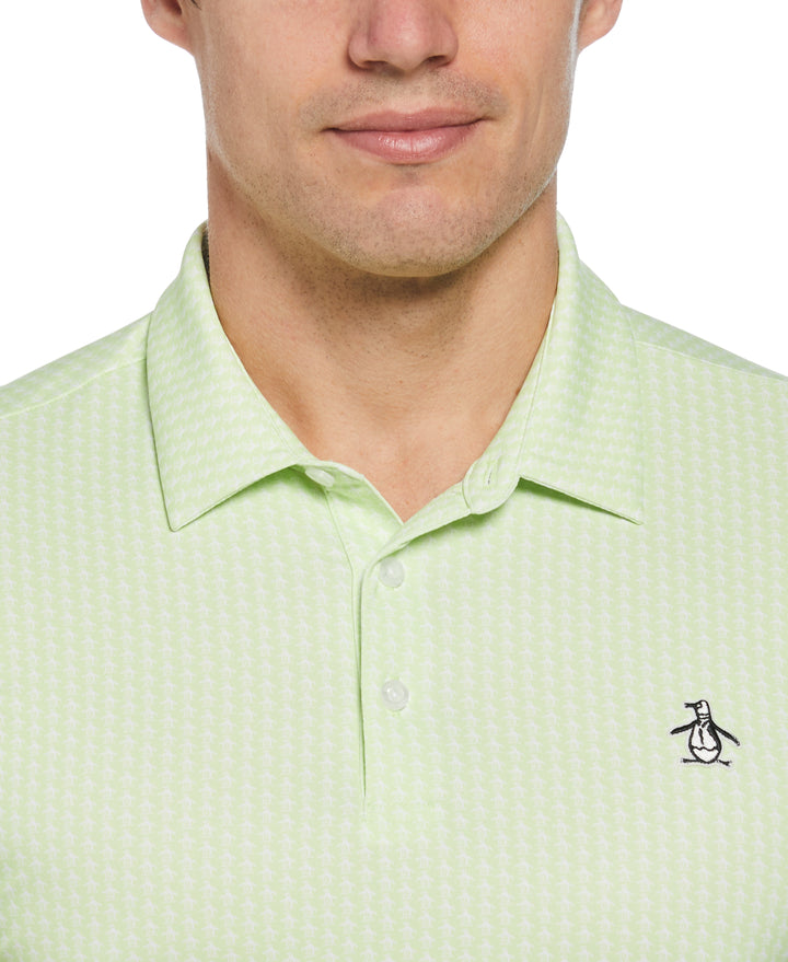 Allover Pete Print Short Sleeve Golf Polo Shirt (Shadow Lime) 