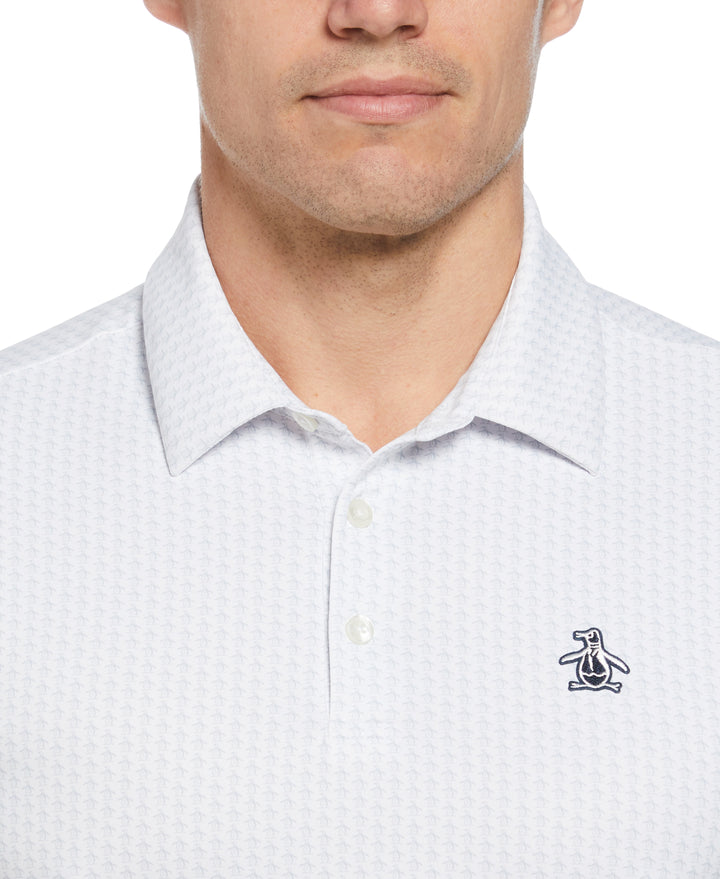 Allover Pete Print Short Sleeve Golf Polo Shirt (Bright White) 